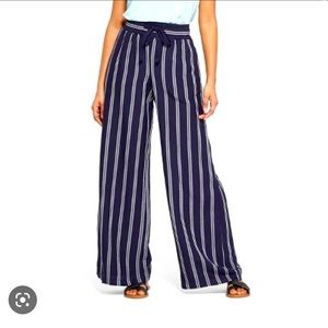 A New Day Blue Pin Striped Linen Palazzo Pants